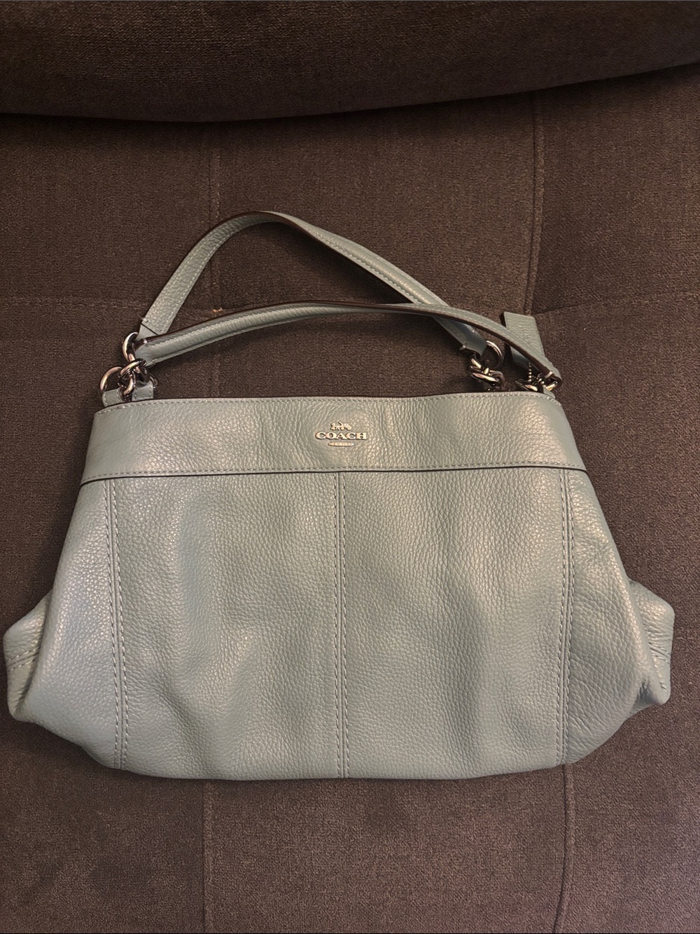 Coach Pebbled Leather Shoulder Bag in Pale Blue